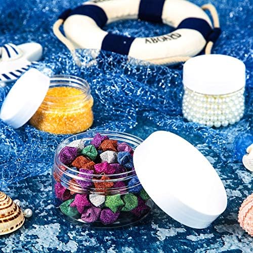SATINIOR 24 Pcs Clear Plastic Jars with White Lids, 4 oz Wide-Mouth