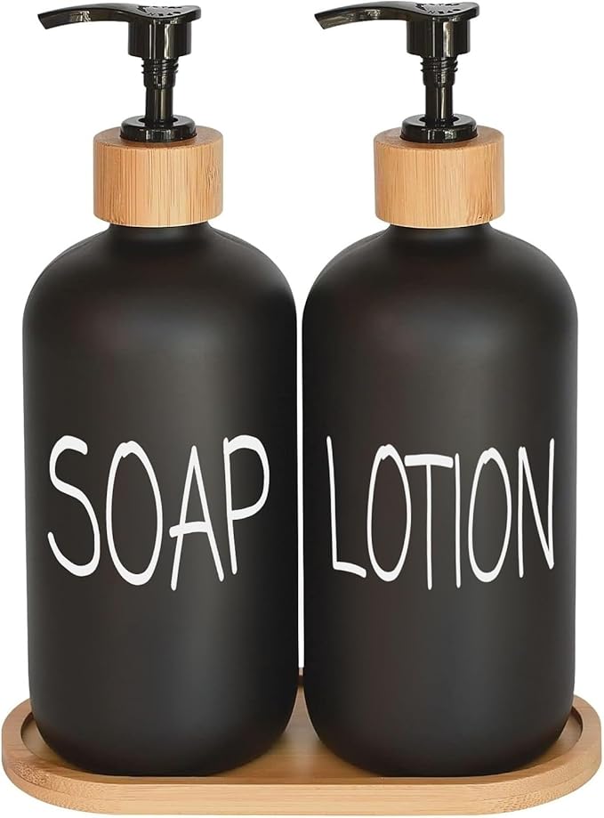 Black Soap Dispenser Bathroom Set, Set by DIDROOM