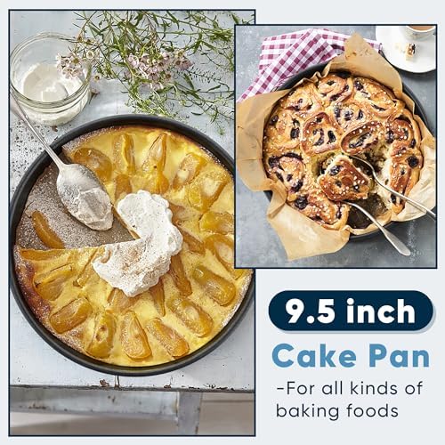 E-far 91⁄2 x 3 Inch Cake Pan Set of 2, Nonstick Stainless Steel Round