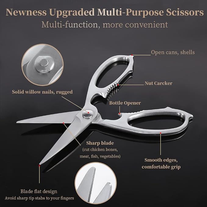 Newness Multi-Purpose Kitchen Scissors, Premium Stainless Steel Solid Kitchen - Image 5