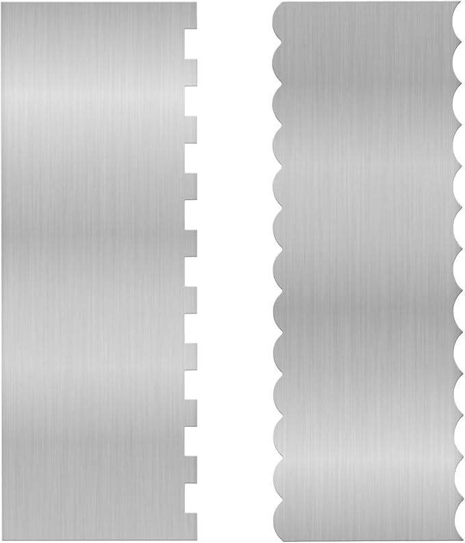 2 Pieces 8.7 Inche Stainless Steel Cake Scraper Double Sided Patterned Edge by starfa+lab