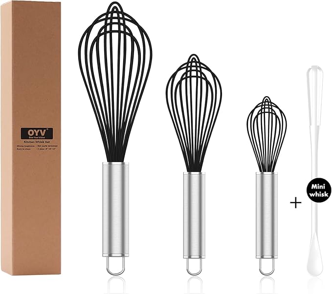 OYV Silicone Whisk, 3 pack Professional whisks by OYV