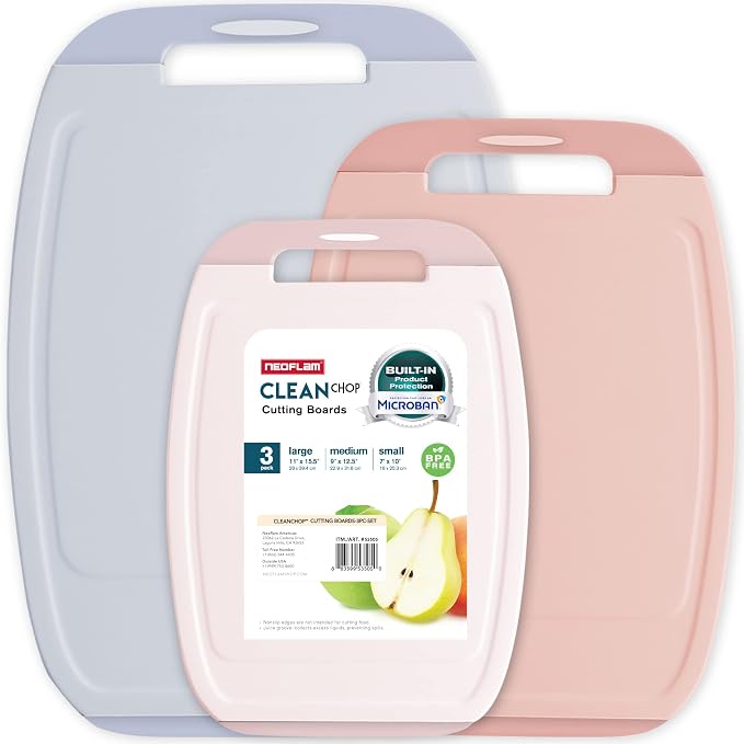 Neoflam Microban Protection Cutting Board 3 Piece Set, Stain & Odor/BPA Free by Neoflam