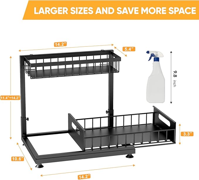 Saydear Under Sink Organizer Storage 2-Tier Premium Metal Pull-Out Kitchen - Image 8