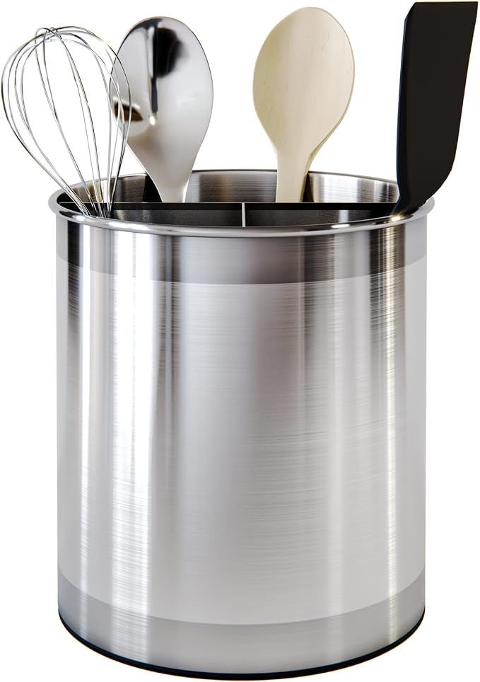 Cooler Kitchen Rotating Extra Large Stainless Steel Utensil Holder Caddy - Image 7