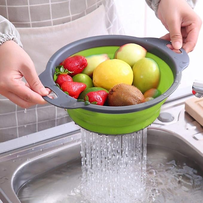 QiMH Collapsible Colander Set of 3-2 PC 4 Quart and 1 PC 6 Quart Over the Sink - Image 4