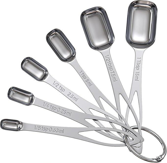 6PCS Narrow Measuring Spoons Set, Stainless Steel Measuring Spoon Fits in Spice by CreateHarmonyWithYourPet