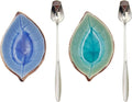 2 Pack Coffee Spoon and Leaf Rest Set, Ice Cracks Leaf Ladle Holder, Tea Spoon by LYMOI
