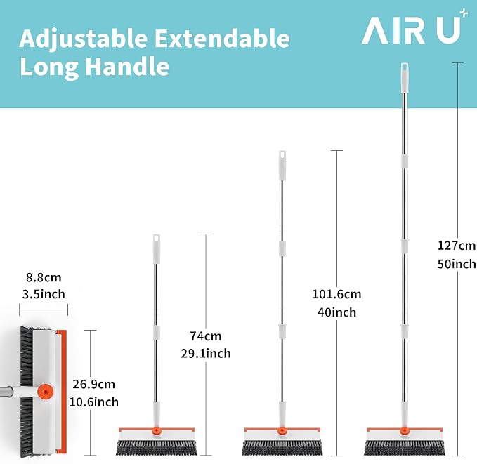 AIR U+ Floor Scrub Brush with Long Handle, 3 in 1 Scrape and Heavy-Duty Stiff - Image 6