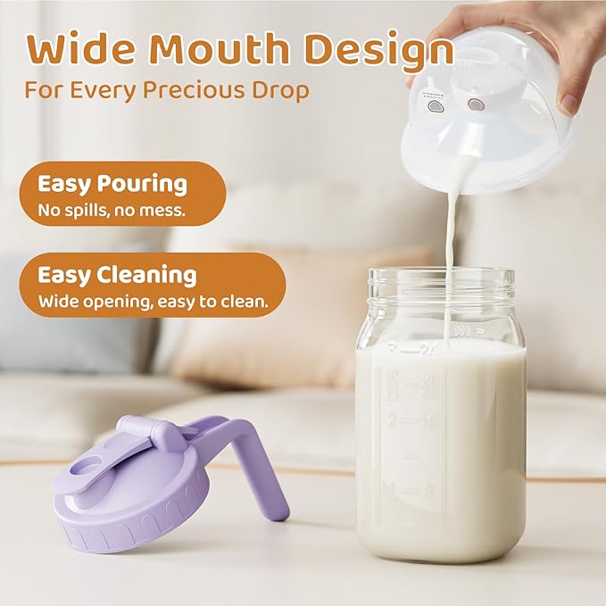 Breast Milk Pitcher, Mason Jar 32 oz, Heavy Duty Wide Mouth Jar - Image 6