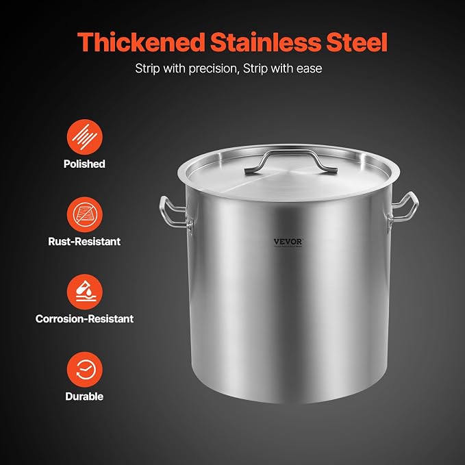 VEVOR Stainless Steel Stockpot, 53 Quart Large Cooking Pots, Cookware Sauce Pot - Image 3