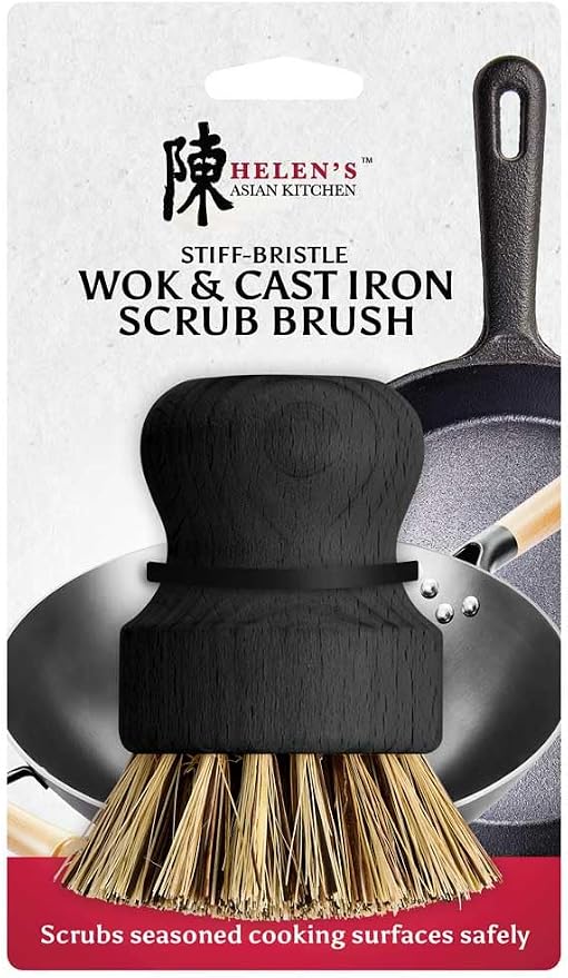 Helen’s Asian Kitchen Wok and Cast Iron Scrub Brush, Natural Stiff-Union - Image 2