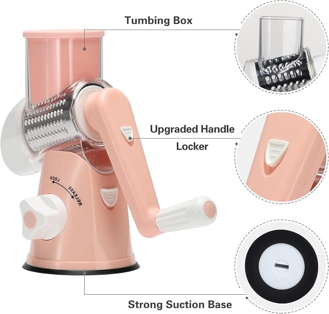 Cambom Rotary Cheese Grater Hand Crank Cheese Shredder - Image 6