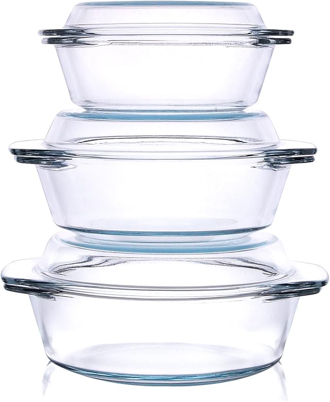 Set of 6 Pieces Round Tempered Glass Casserole Dish by HUSANMP