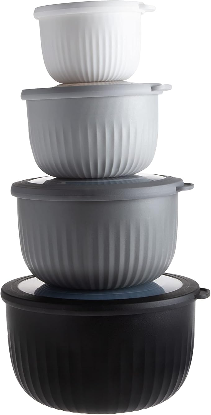 COOK WITH COLOR Prep Bowls with Lids- Wide and Deep Nesting Plastic Small by CookwithColor
