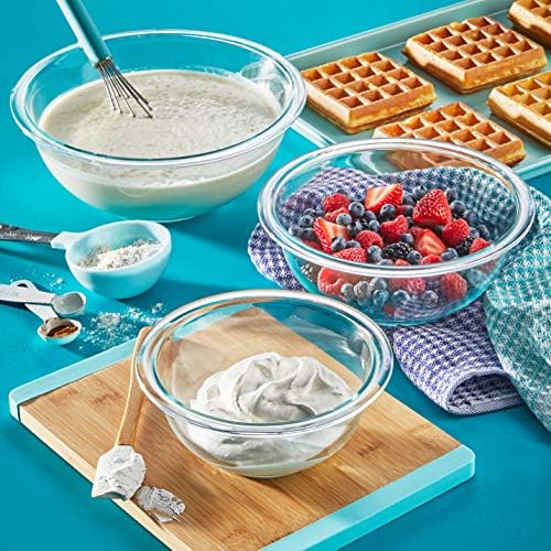 Pyrex Essentials (3-Piece) Glass Mixing Bowls Set for Prepping and