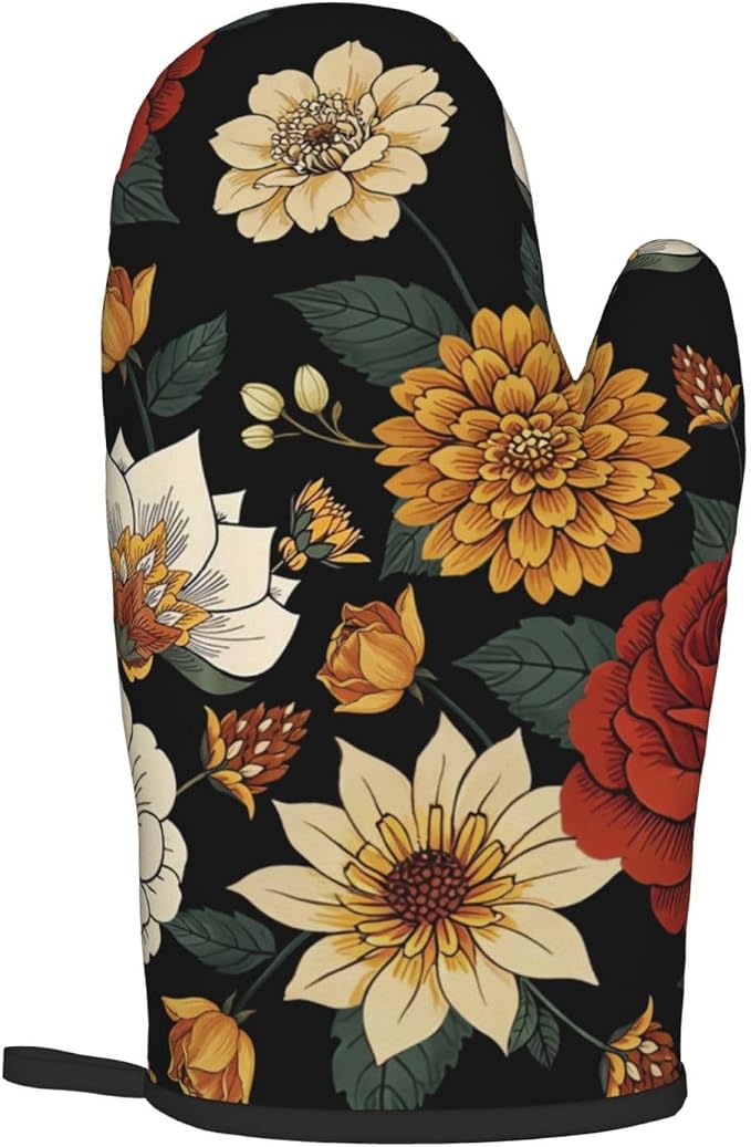 Boho Floral Oven Mitts and Pot Holders Sets of 2 Vintage Kitchen Mitts Bohemian - Image 8