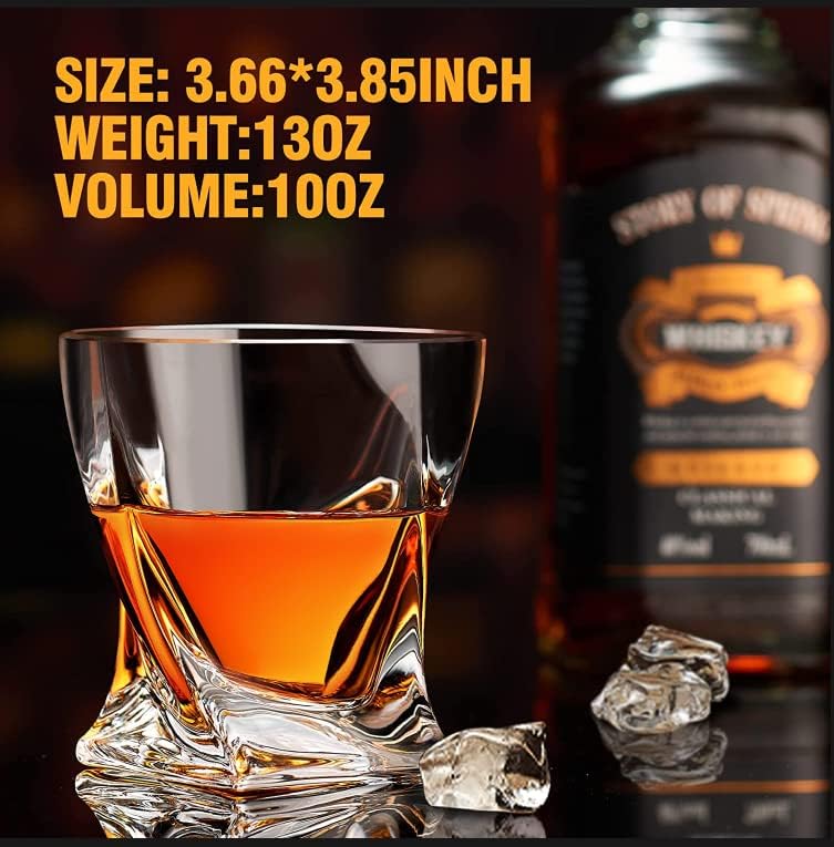 KITNATS Old Fashioned Whiskey Glasses 10 OZ Rocks Glasses Set of 4