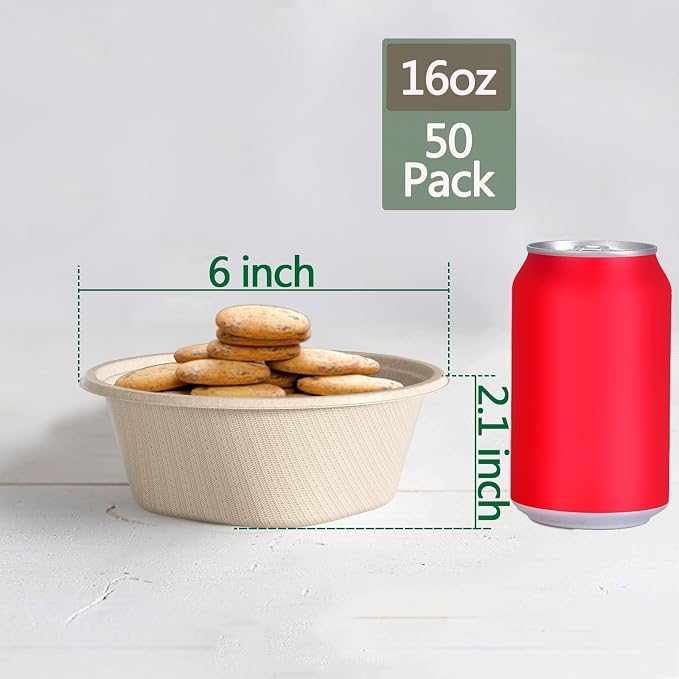 Homestockplus 16 Oz Disposable Bowls Heavy Duty Small Paper Bowls made of 100% - Image 2