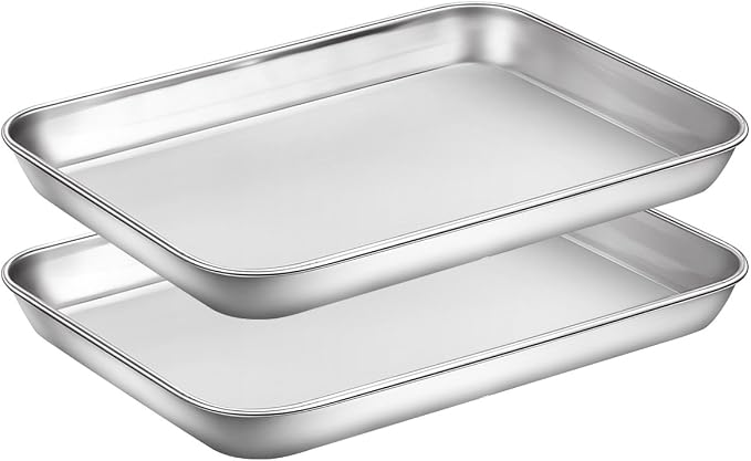 Baking Sheets Set of 2, HKJ Chef Cookie Sheets 2 Pieces Stainless Steel Baking by HKJ+Chef