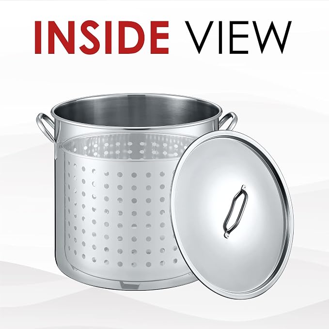 CONCORD 53 QT Stainless Steel Stock Pot w/Basket. Heavy Kettle. Cookware - Image 3