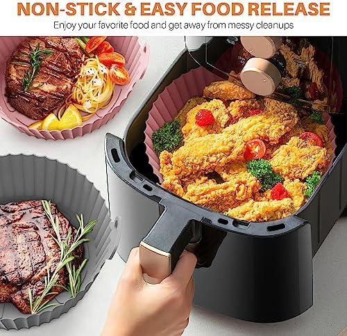 ME.FAN Air Fryer Silicone Liners for 4 to 7 QT [2 Pack] Reusable Air