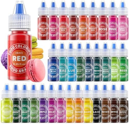 Food Coloring Liquid Set, 33 Colors, 0.25 Fl Oz