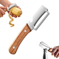 Premium Vegetable Peeler with Wooden Handle and Bottle Opener, 2-in-1 by Unknown
