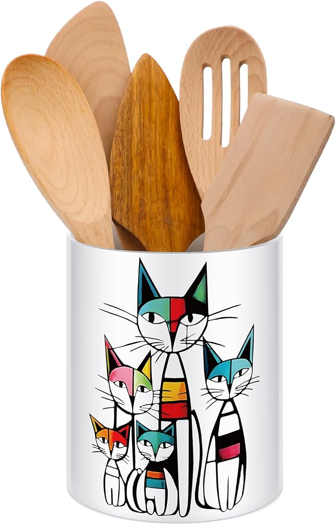 WILLBOND Cat Kitchen Decor Acrylic Kitchen Utensil Holder Crock Spoon Organizer by Willbond+Technology+Limited