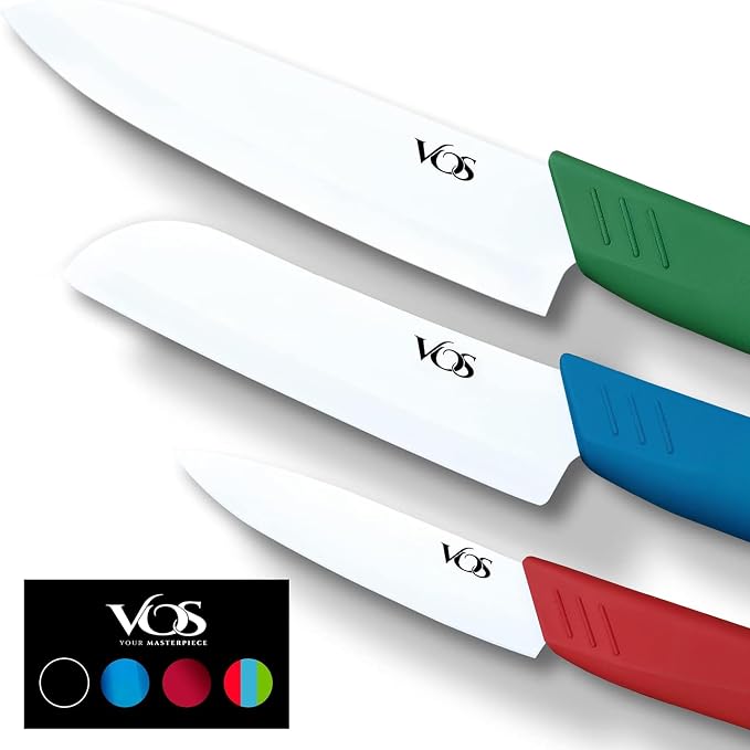 Vos Ceramic Knife Set in Elegant Gift Box, Ceramic Knives Set by Vos