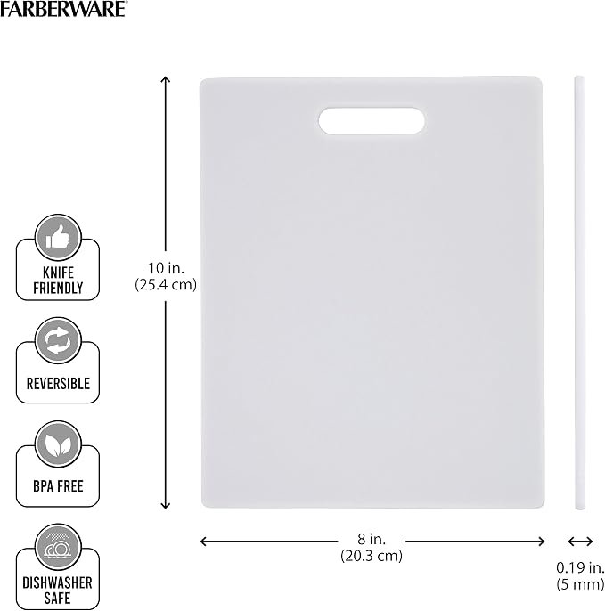 FARBERWARE Reversible Plastic Cutting Board, 8x10 Inch, Dishwasher Safe - Image 3