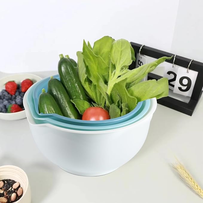 Set of 3 Mixing Bowls with Pour Spout-Nesting Design Saves Space - Image 6