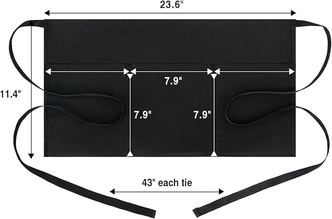 BOHARERS Cotton Server Aprons 3 Pack Waiter Waitress Apron Short Apron - Image 7
