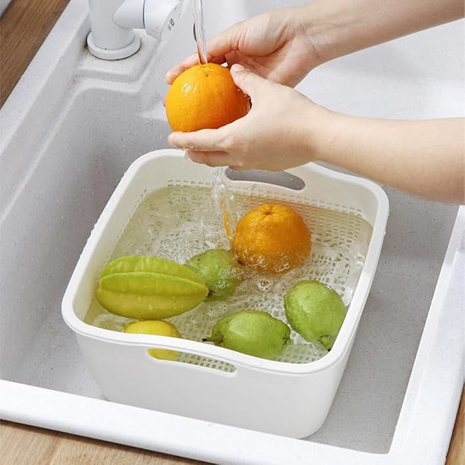 Double-layer Plastic Fruits Vegetable Washing Basket Food Storage Multi-layer - Image 7