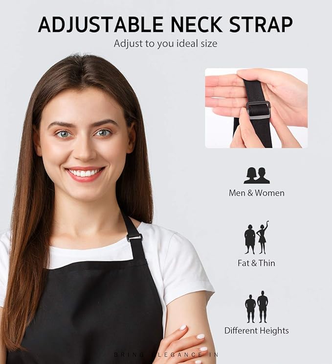 Syntus Apron for Men Women, Adjustable Cooking Kitchen Chef Aprons - Image 5