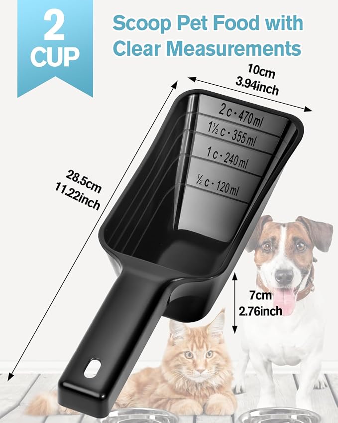 2 Cup Dog Food Scoop, Plastic Pet Food Scoop - Image 3
