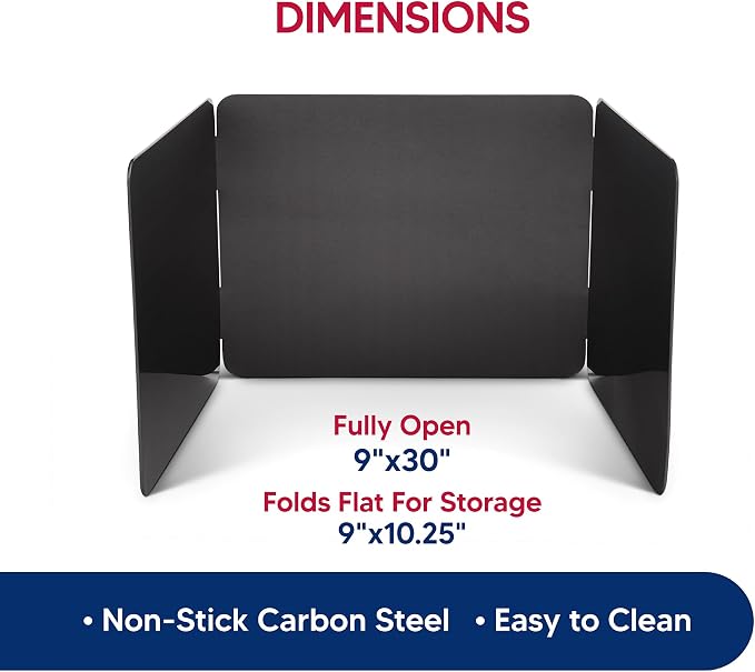 HIC Kitchen 3-Sided Splatter Guard, Non-Stick Carbon Steel, Heat Safe, Folds - Image 6
