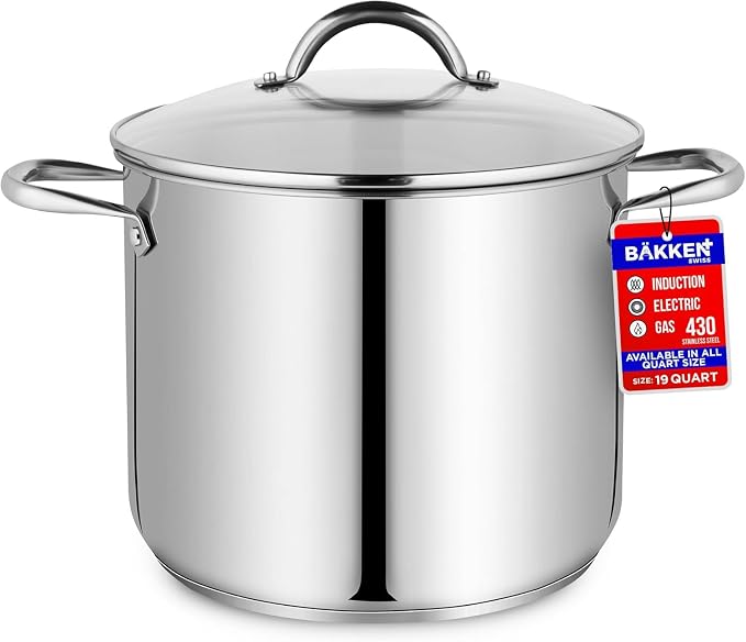 Stainless Steel Stockpot with Tempered Glass Lid 19 Quart, Durable 18/0 by Unknown