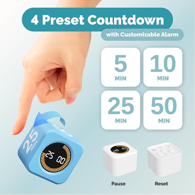 KADAMS Pomodoro Cube Timer Productivity Visual Timer - Image 2