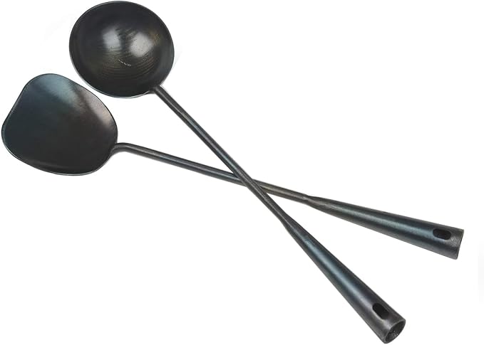 ZhenSanHuan Chinese Traditional HandMade Iron Spatula & Ladle Wok Tool Set by %E8%87%BB%E4%B8%89%E7%8E%AF