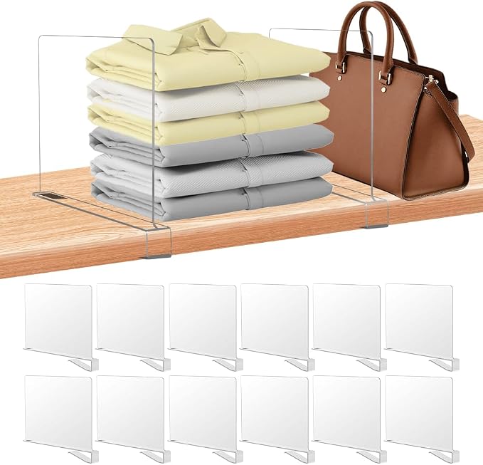 xydstay 12 Pack Acrylic Shelf Dividers by xydled