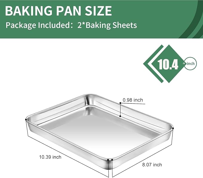 Baking Sheets Set of 2, HKJ Chef Cookie Sheets 2 Pieces & Stainless Steel - Image 2