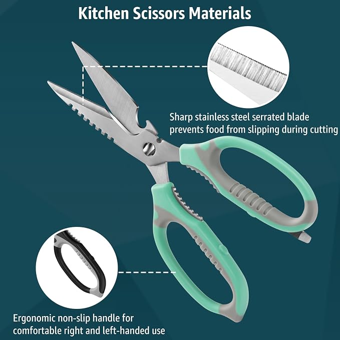 BoFuYuan Kitchen Scissors, 9-Inch Heavy Duty Multipurpose Food Cutting Shears - Image 5