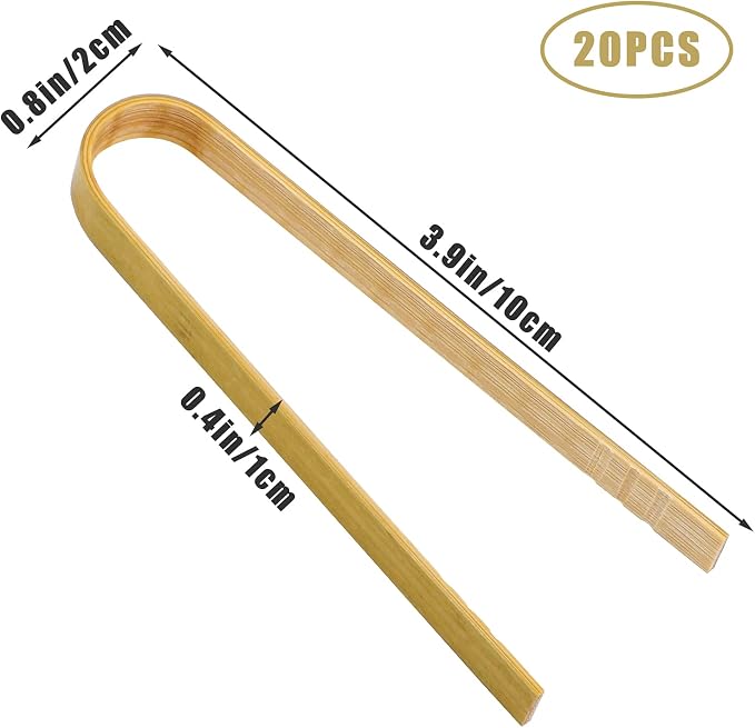 Luter 20pcs Wooden Disposable Cooking Utensils Mini Wooden Tongs Natural Toast - Image 2