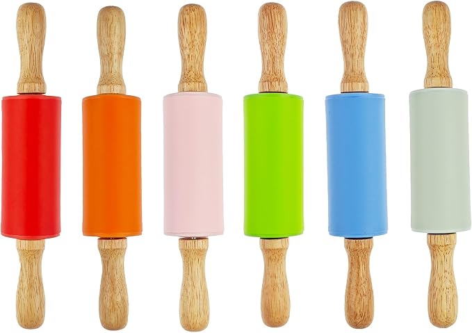 6 Pack Small Rolling Pin for Kids, Kids Rolling Pin for Home Kitchen by Miokun