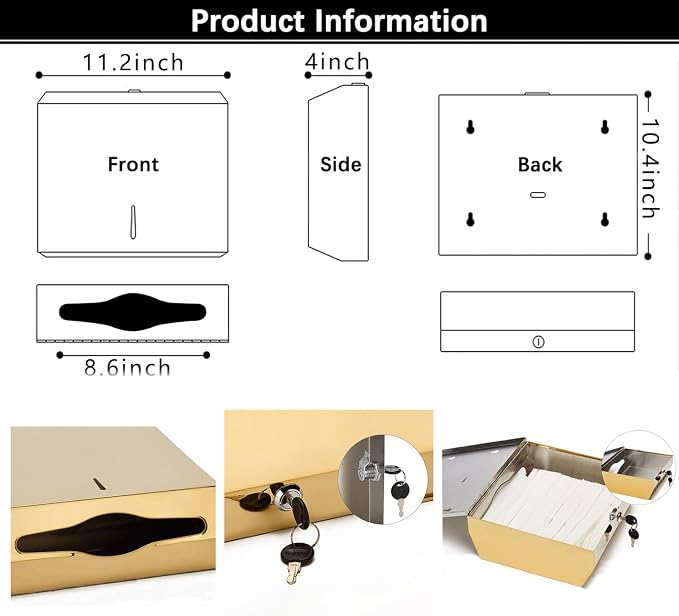 Comercial Paper Towel Dispenser Wall Mount, Stainless Steel Hand Towel Dispenser - Image 6