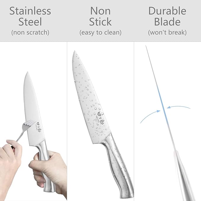 Knife Set, 8 Piece German Stainless Steel Hollow Handle Manual Knife Sharpener - Image 4