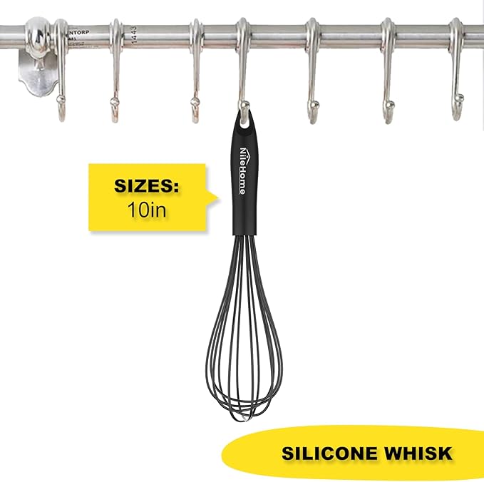 NileHome Silicone Whisk 10" Kitchen Whisk Kitchen Wisk Wire Whisks - Image 2