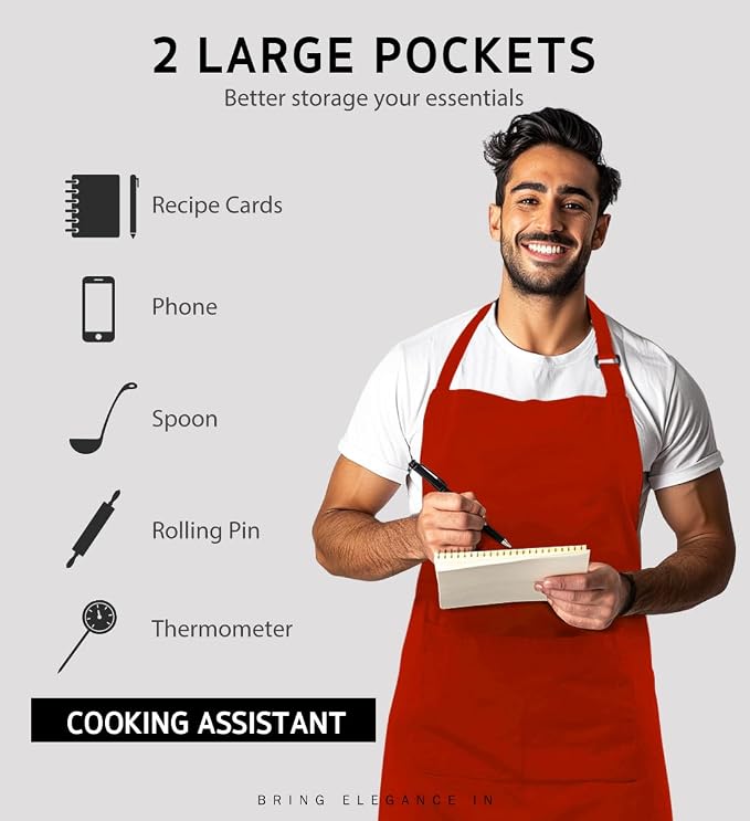 Syntus 12 Pack Bib Apron, Unisex Aprons Adjustable Waterdrop Resistant - Image 4