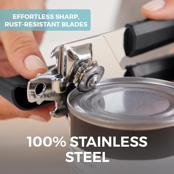Kitchen Genie Slip Resistant Stainless Steel Manual Can Opener, Sharp Blade - Image 3